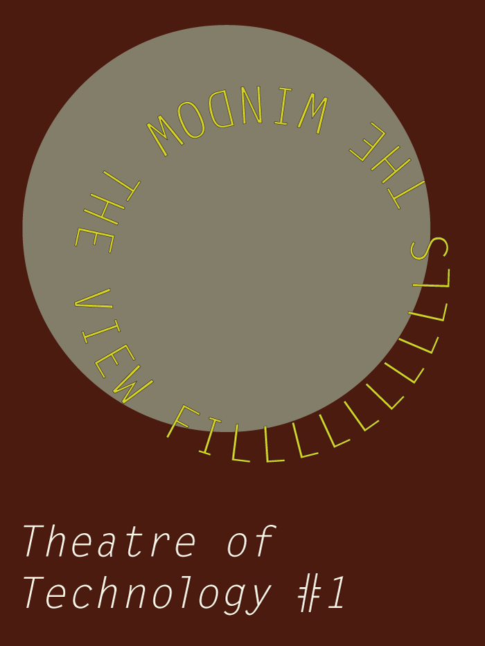 artwork by Lynne Barwick, reads Theatre of Technology 1, The view fills the window
